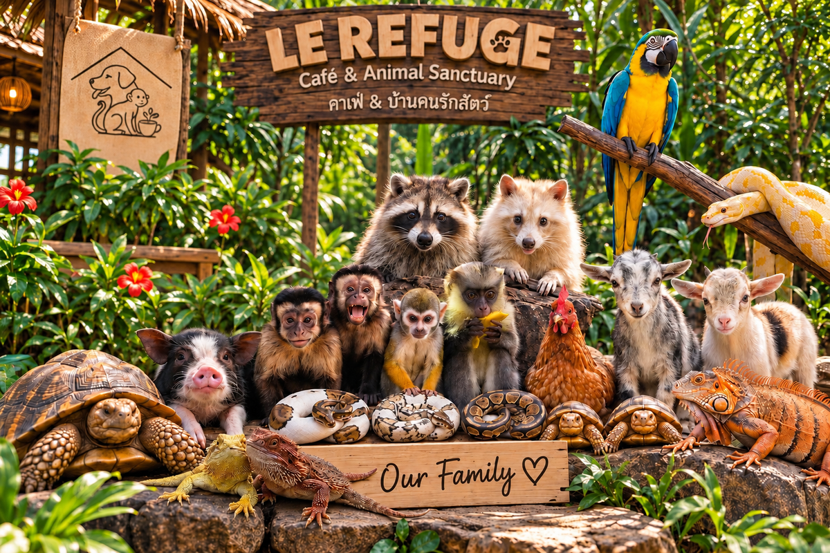 Our Family — composition de la famille animale du Refuge à Pattaya